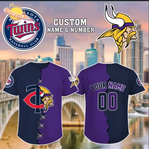 Minnesota Twins x Minnesota Vikings Baseball Jersey-3D Baseball Jersey