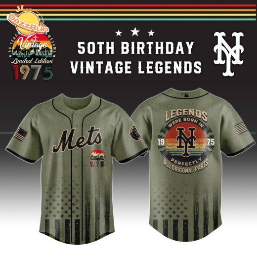 NY Mets x 50th Birthday Vintage Legends Mashup Usa Design Baseball Jersey