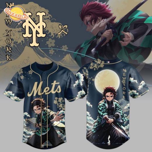 NY Mets x Wave Breathing Demon Slayer Baseball Jersey