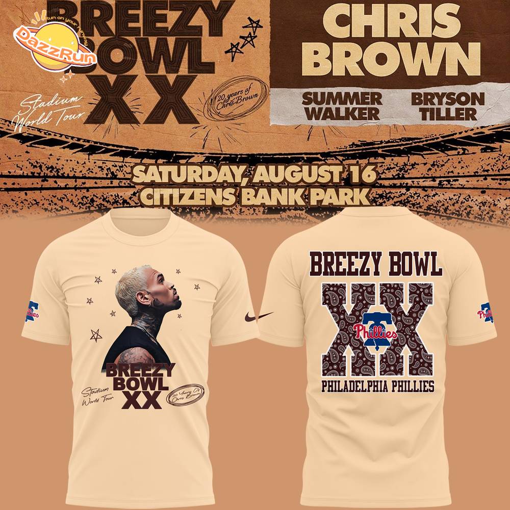 New Edition Philadelphia Phillies x Chris Brown·Breezy Bowl XX 2025 Tshirt New Edition Philadelphia Phillies x Chris Brown·Breezy Bowl XX 2025 Tshirt