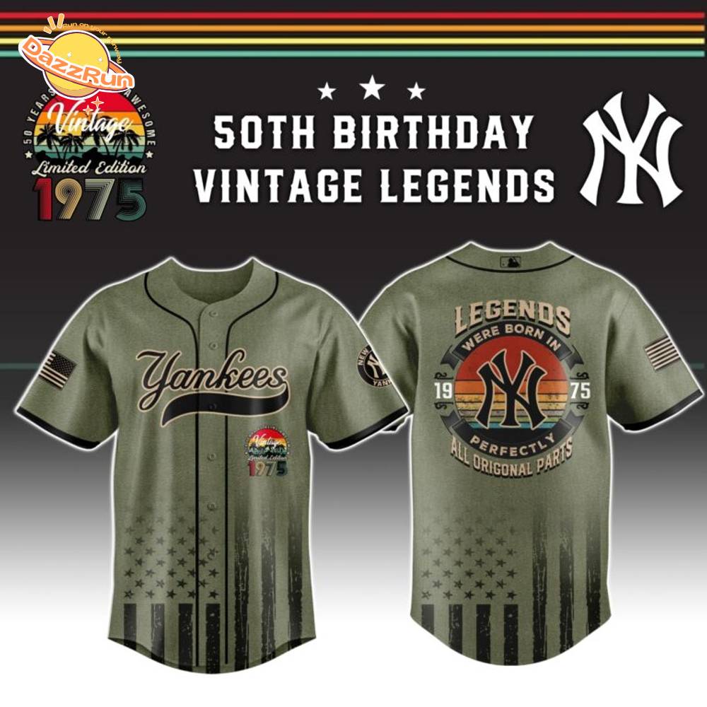 New York Yankees x 50th Birthday Vintage Legends Mashup Usa Design Baseball Jersey New York Yankees x 50th Birthday Vintage Legends Mashup Usa Design Baseball Jersey
