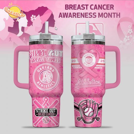 Oakland Athletics Breast Cancer Awareness Tumbler With Handle