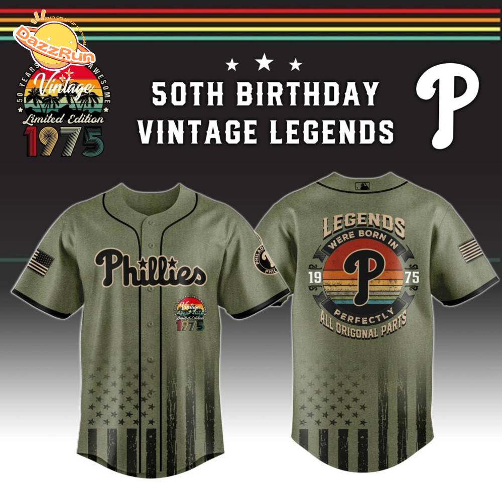 Philadelphia Phillies x 50th Birthday Vintage Legends Mashup Usa Design Baseball Jersey Philadelphia Phillies x 50th Birthday Vintage Legends Mashup Usa Design Baseball Jersey