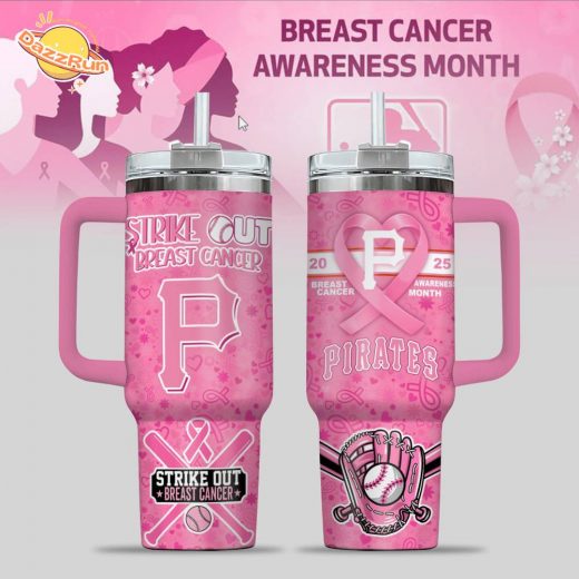 Pirates Breast Cancer Awareness Tumbler With Handle