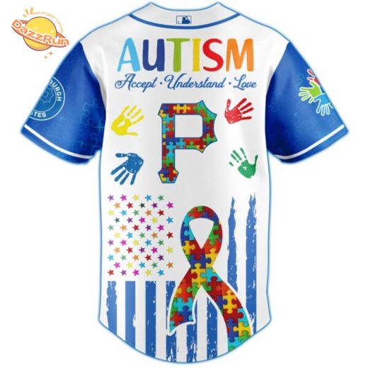 Dazzrun2FPittsburgh Pirates Special Autism Awareness Month Limited Edition Jersey 3