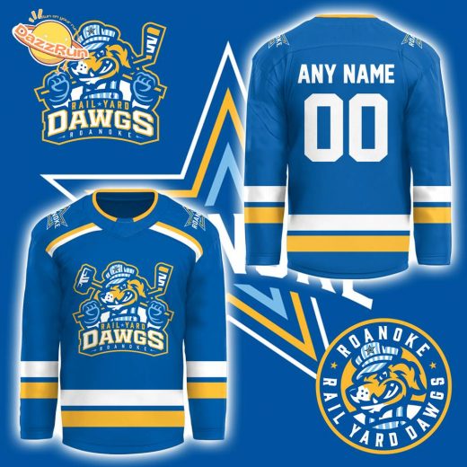 Roanoke Rail Yard Dawgs New Logo Custom Blue Jersey