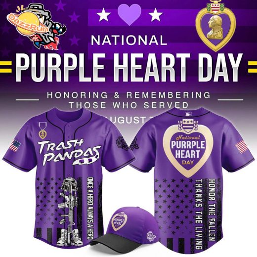 Rocket City Trash Pandas x Purple Heart Day Baseball Jersey