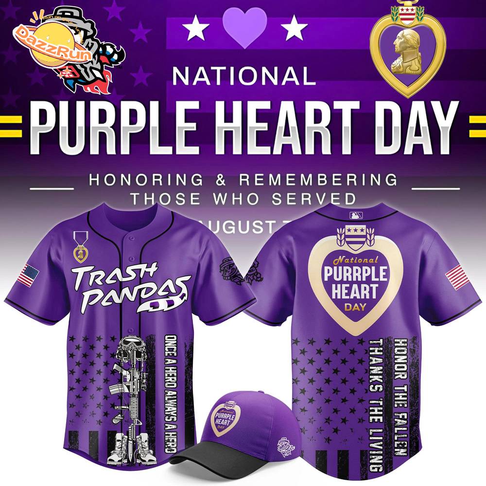 Rocket City Trash Pandas x Purple Heart Day Baseball Jersey Rocket City Trash Pandas x Purple Heart Day Baseball Jersey