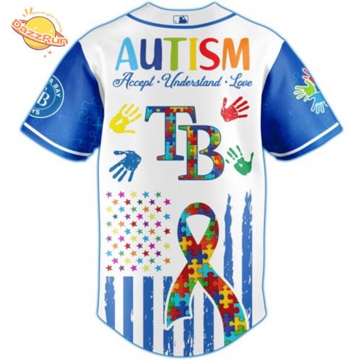 Dazzrun2FTampa Bay Rays Special Autism Awareness Month Limited Edition Jersey 3