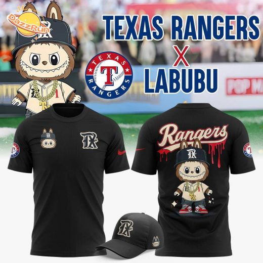 Texas Rangers x Labubu baseball New 2025 Special T-Shirt (Black)