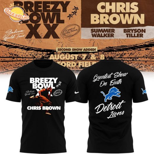 VIP.New Edition Detroit Lions x Chris Brown·Breezy Bowl XX 2025 Tshirt