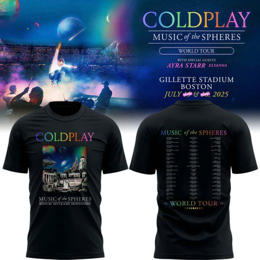 Coldplay New England Patriots Gillette Stadium 2025 Music of the Spheres Limited Edition Tour Tees