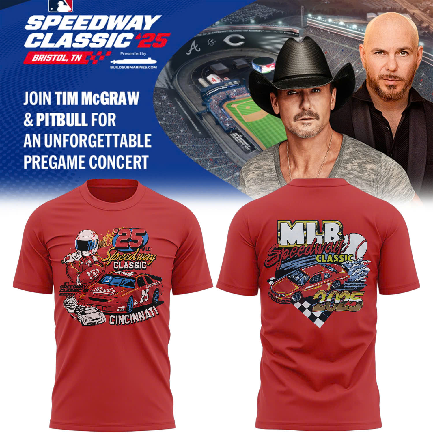 Reds 2025 MLB Speedway Classic T-shirt - Special Edition Reds 2025 MLB Speedway Classic T-shirt - Special Edition