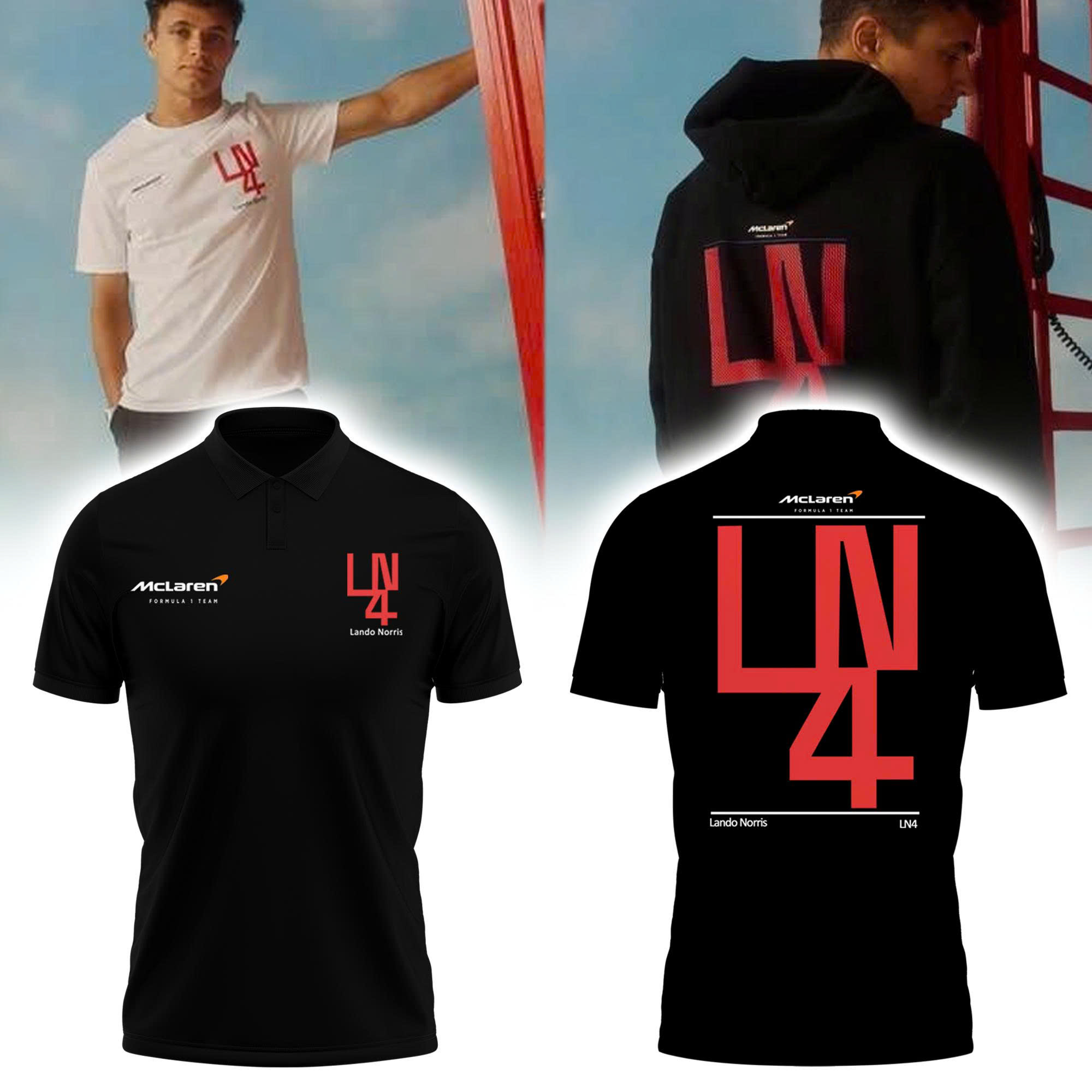 Unisex Lando Norris Silverstone Black Polo Unisex Lando Norris Silverstone Black Polo