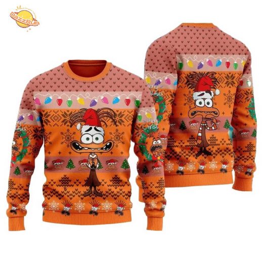 Anxiety Ugly Christmas Sweater Inside Out 2 Emotion Mood Shirt Family Xmas Gift