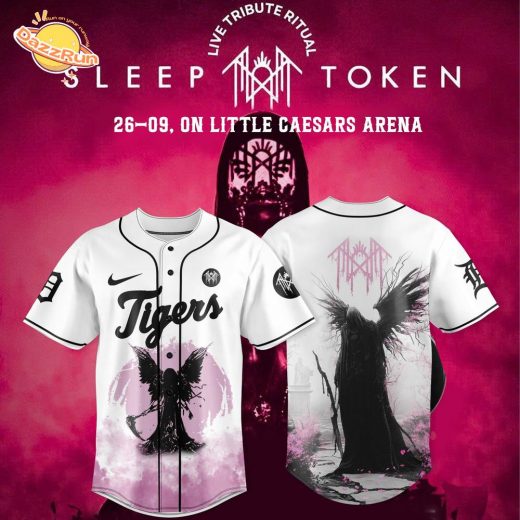 Detroit Tigers x Sleep Token: Even in Arcadia Tour Merch White Jersey