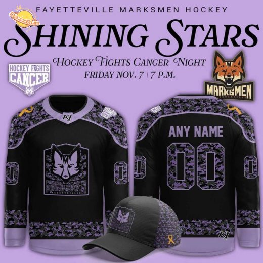 Fayetteville Marksmen x Hockey Fights Cancer Night 2025 Jerseys