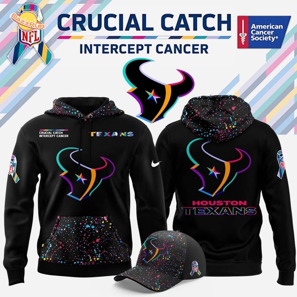 Houston Texans NFL Crucial Catch 2025 Hoodie Black Houston Texans NFL Crucial Catch 2025 Hoodie Black