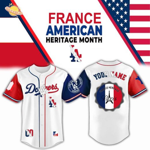 Los Angeles Dodgers x France Heritage Month Edition-3D Baseball Jersey