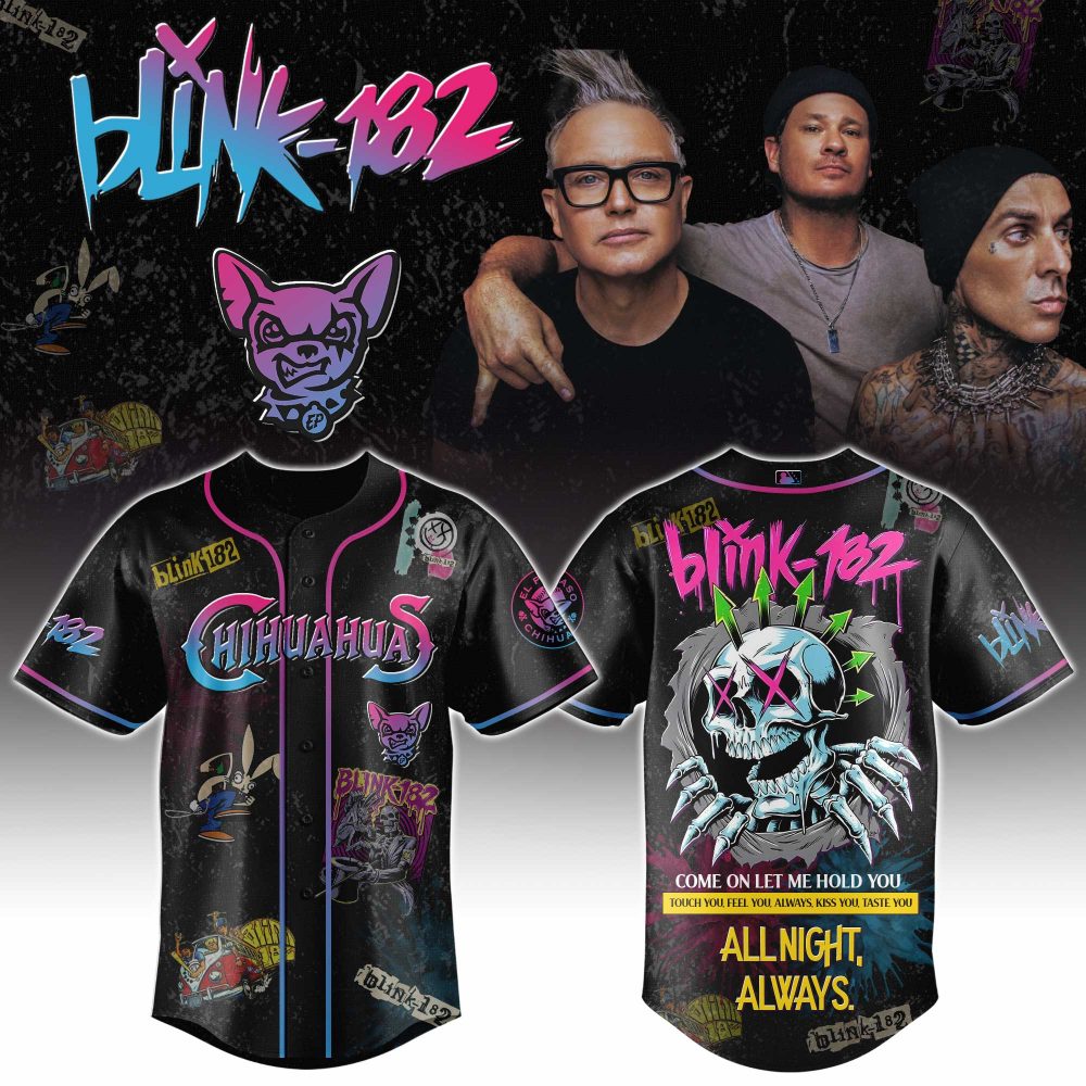 Blink-182 x Chihuahuas Baseball Jersey – Punk Rock Band Graphic Shirt