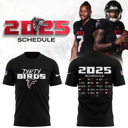 Limited edition Atlanta Falcons 2025 schedule T-shirt – Black