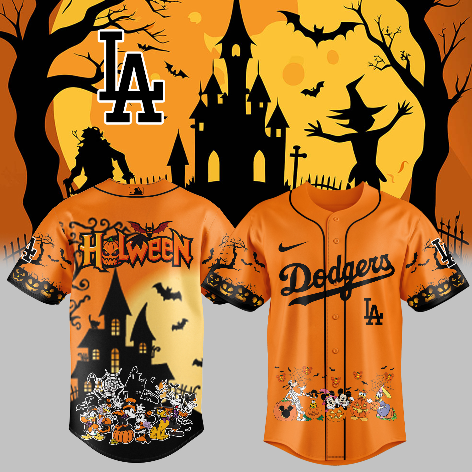 LA Dodgers _ Mickey and Friend Halloween Jersey LA Dodgers _ Mickey and Friend Halloween Jersey