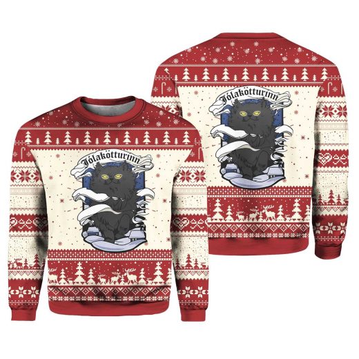 Icelandic Yule Cat Jólakötturinn Xmas Eve Ugly Christmas Sweater