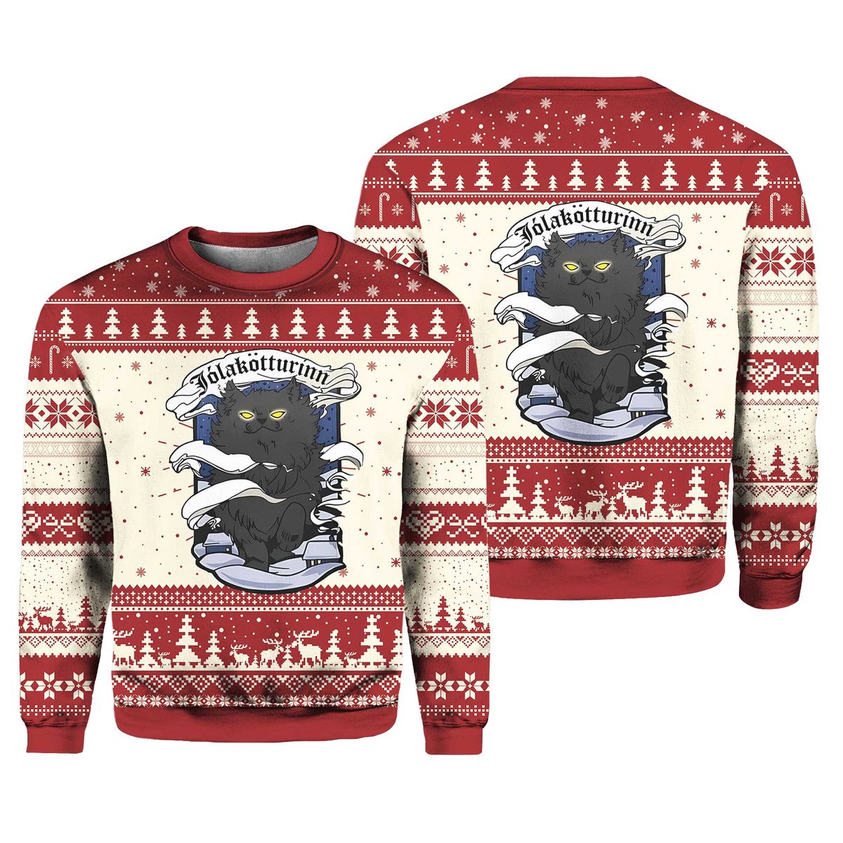 Icelandic Yule Cat Jólakötturinn Xmas Eve Ugly Christmas Sweater Icelandic Yule Cat Jólakötturinn Xmas Eve Ugly Christmas Sweater