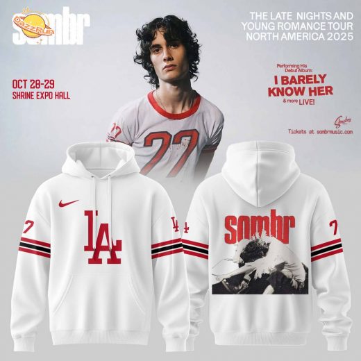 2025 Los Angeles Dodgers X Sombr – The Late Nights & Young Romance Tour Merch Hoodie