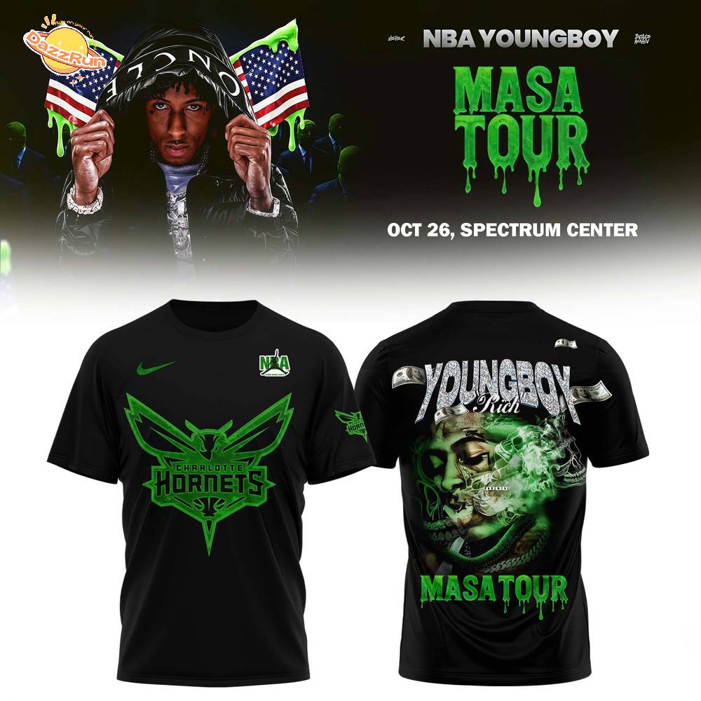 Charlotte Hornets X NBA Young Boy: MASA Tour Merch Shirt Charlotte Hornets X NBA Young Boy: MASA Tour Merch Shirt