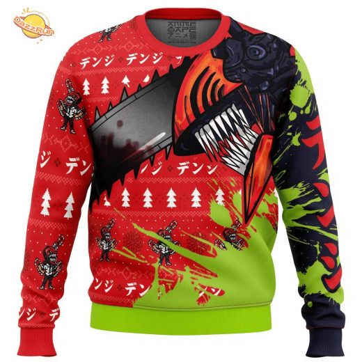 Hybrid Form Denji Chainsaw Man Ugly Christmas Sweater
