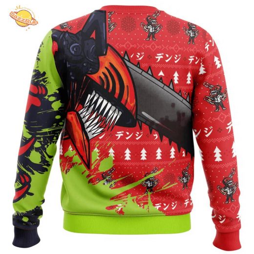 Hybrid Form Denji Chainsaw Man Ugly Christmas Sweater