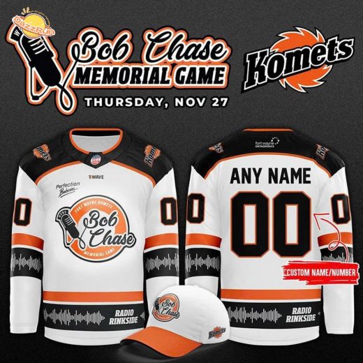 Limited Edition Fort Wayne Komets Bob Chase Memorial Game Jerseys 2025