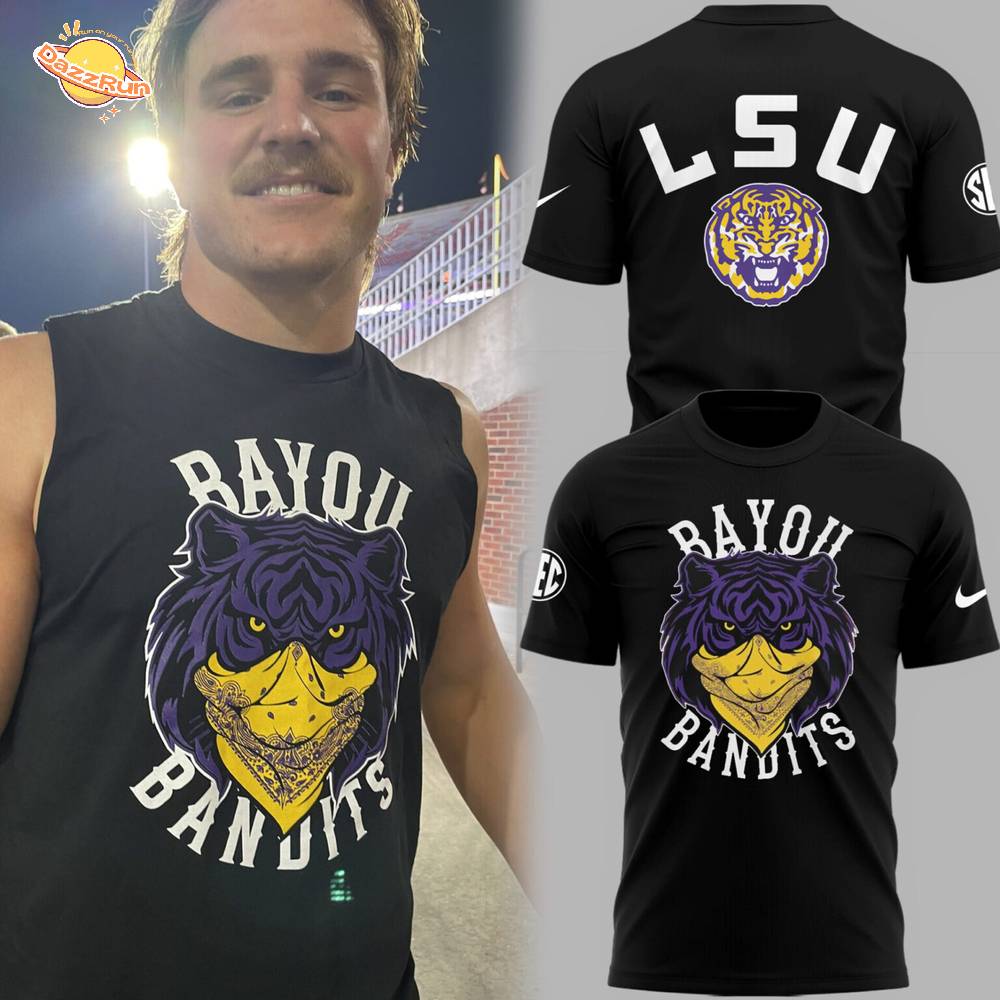 Limited Edition LSU Football Bayou Bandits Logo Black TShirt Limited Edition LSU Football Bayou Bandits Logo Black TShirt