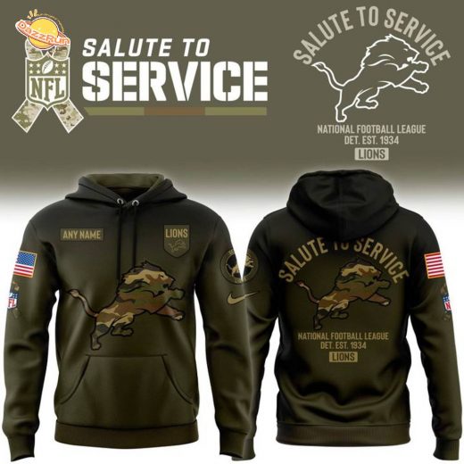 Men’s Custom Detroit Lions 2025 Salute to Service Hoodie