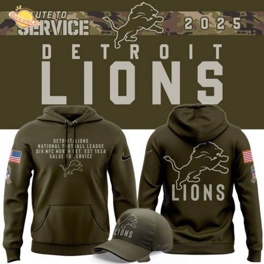 Men’s Detroit Lions Nike Olive 2025 Salute to Service Sideline Hoodie