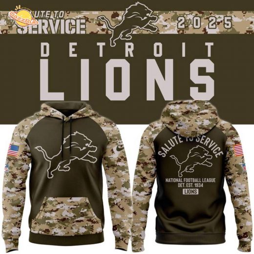 Men’s Detroit Lions Nike Olive/Camo 2025 Salute to Service Sideline Hoodie