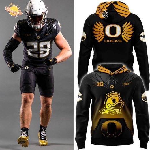 Men’s Nike Black & Gold Oregon Football Shoe Duck Hoodie (Special Edition)