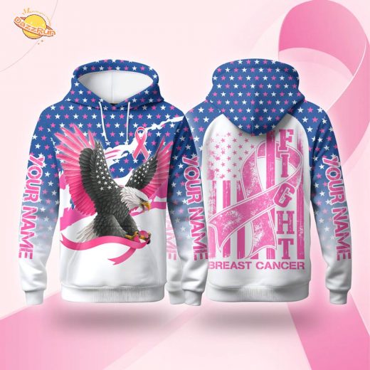 Personalized Eagle Pink Ribbon Fight Breast Cancer Awareness Hoodie