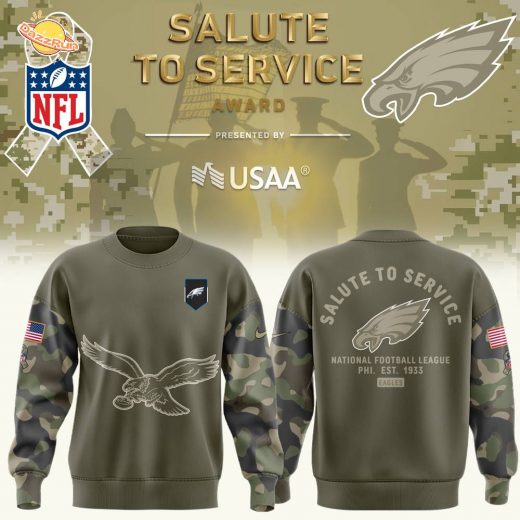 Philadelphia Eagles Nike Olive 2025 Salute to Service Sideline Standard Sweat