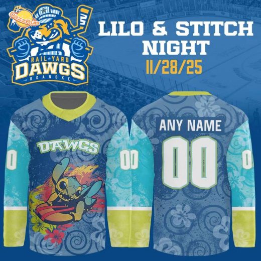 Roanoke Rail Yard Dawgs x Lilo & Stitch Night Jersey 2025