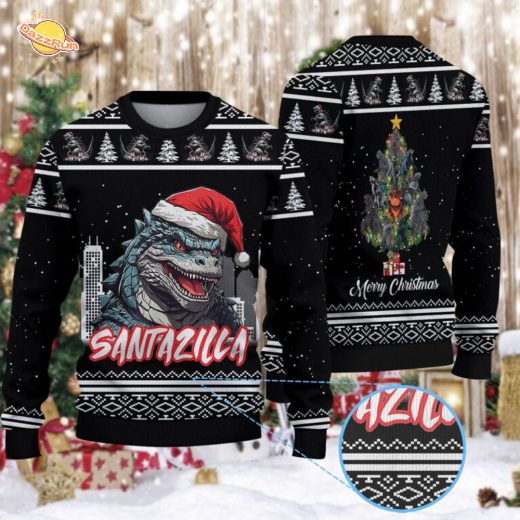 SantaZilla Godzilla Christmas Knitted Sweater