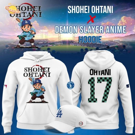Shohei Ohtani 17 Dodgers x Demon Slayer Anime Hoodie 2025 White