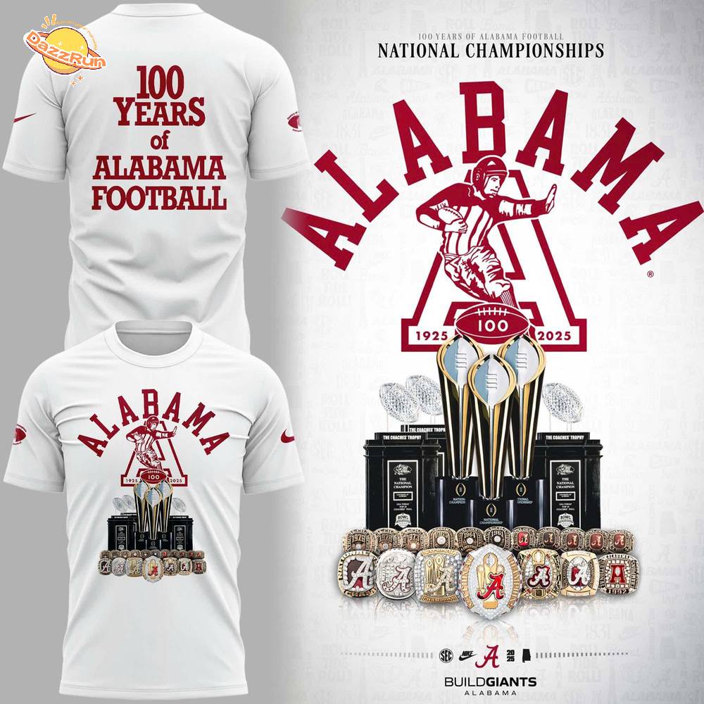 Special 100 Years of Alabama Football T-Shirt Special 100 Years of Alabama Football T-Shirt