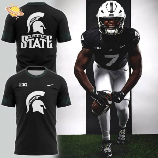Special New Black Michigan State Spartans Alternate Uniform Tshirt