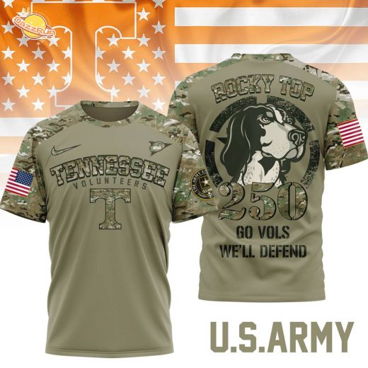 Tennessee Volunteers Military Appreciation Jersey – U.S. Army Camo Rocky Top Shirt
