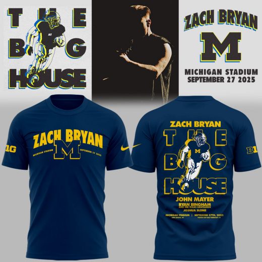 Limited Edition Michigan Fb Zach “The Quittin’ Time Tour 2025” Michigan Stadium TShirt