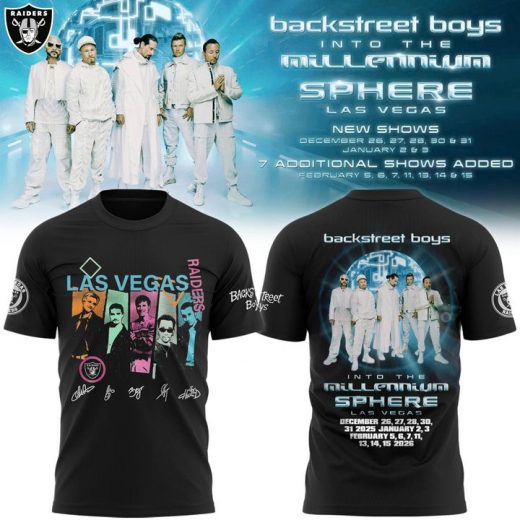 Raiders Backstreet Boys Intro The Millennium Sphere Las Vegas T-Shirt 2025
