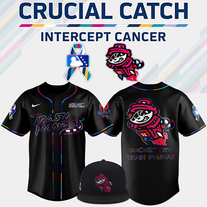 Rocket City Trash Pandas Crucial Catch Intercept Cancer 2025 Jersey Rocket City Trash Pandas Crucial Catch Intercept Cancer 2025 Jersey
