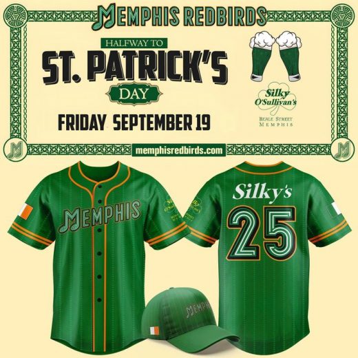 Limited Edition Memphis Redbirds ST.Patrick’s Day Jersey 2025